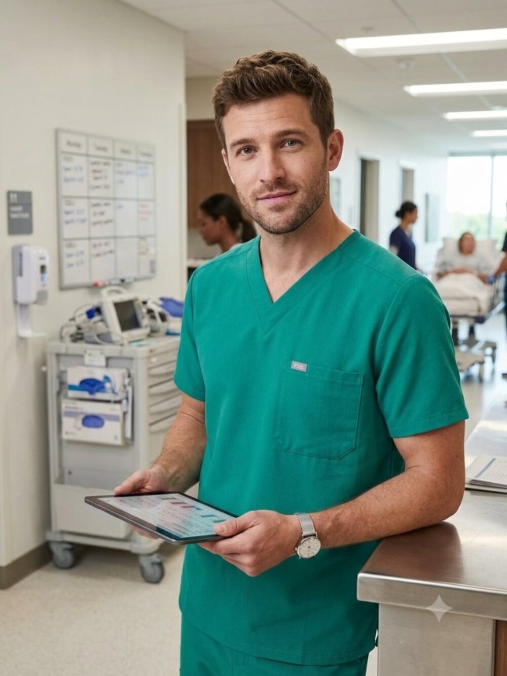 FIGS Leon Men Size XXL Teal Green Technical Collection V-Neck Scrub Top